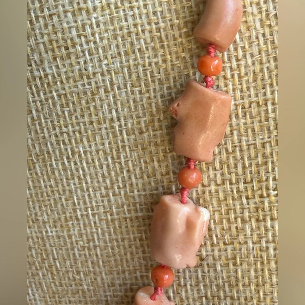 Vintage Salmon Branch Coral Hand Knotted Necklace - Picture 7 of 9